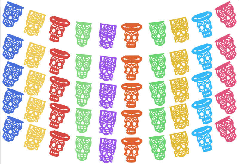 Mini Tira de Plastico Picado para Dia de Muertos Catrines Papel Picado DECORAMEC