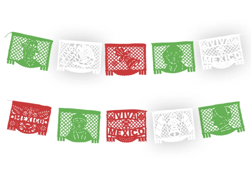 Tira de Plastico Picado Fiestas PAtrias TRicolor Listas para Envio DECORAMEC