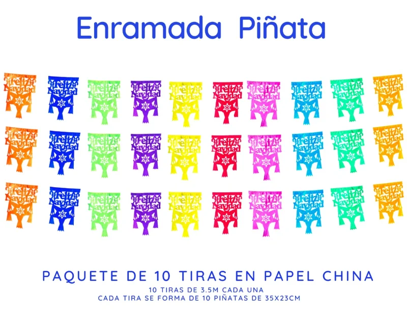 Enramada Piñata Feliz Navidad Papel Picado DECORAMEC