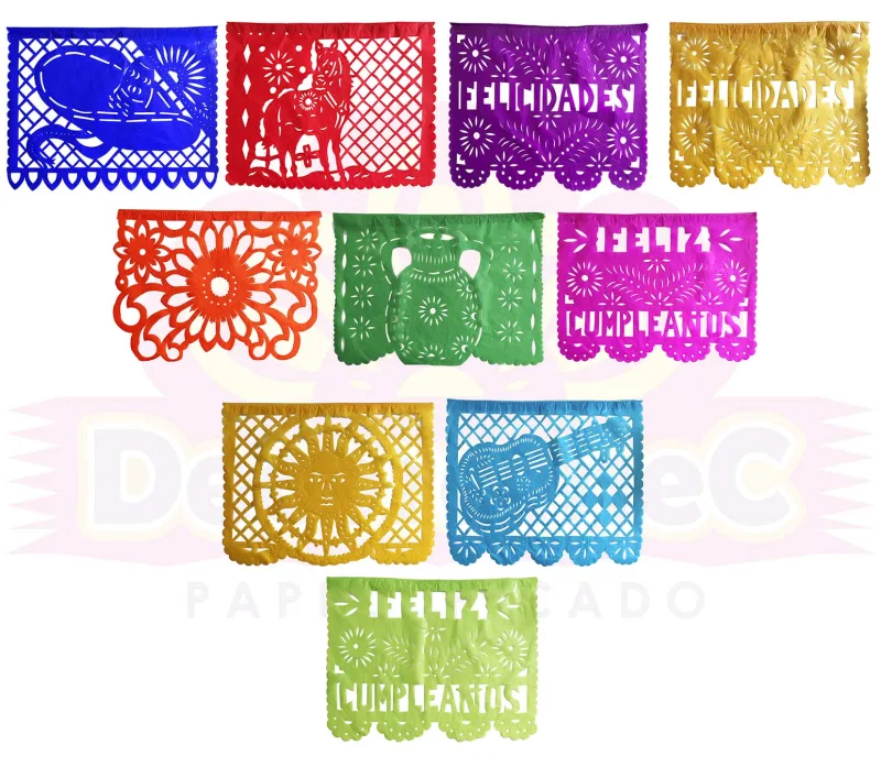 Enramada de Plastico Picado Feliz Cumpleaños de Papel Picado Lista para Envio
