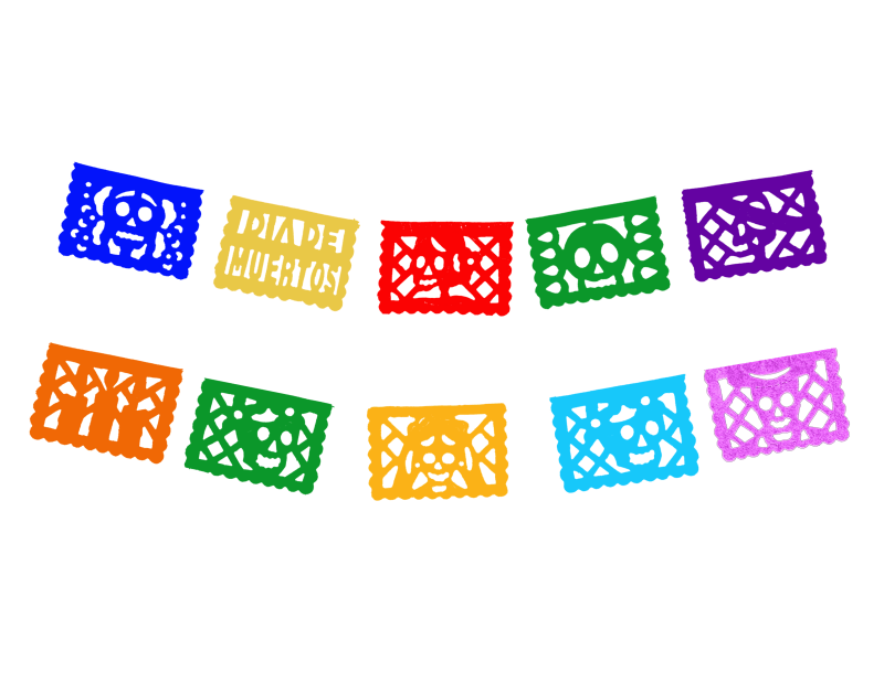 Tira Mini Papel Picado China Enramada Dia de Muertos