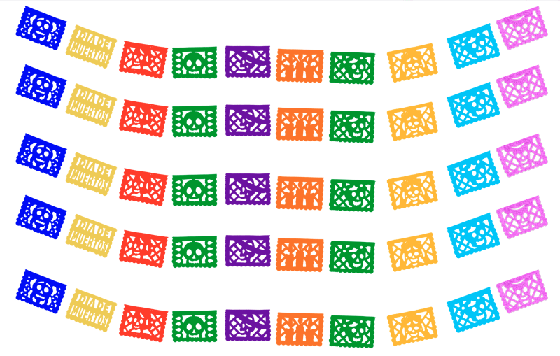 Tira Mini Papel Picado China Enramada Dia de Muertos