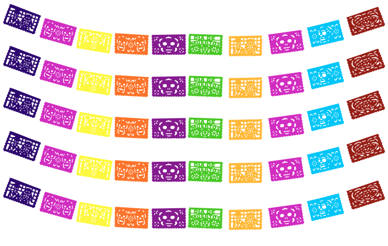 Tira de Papel Picado Dia de Muertos Papel China Enramada Lista Para envio