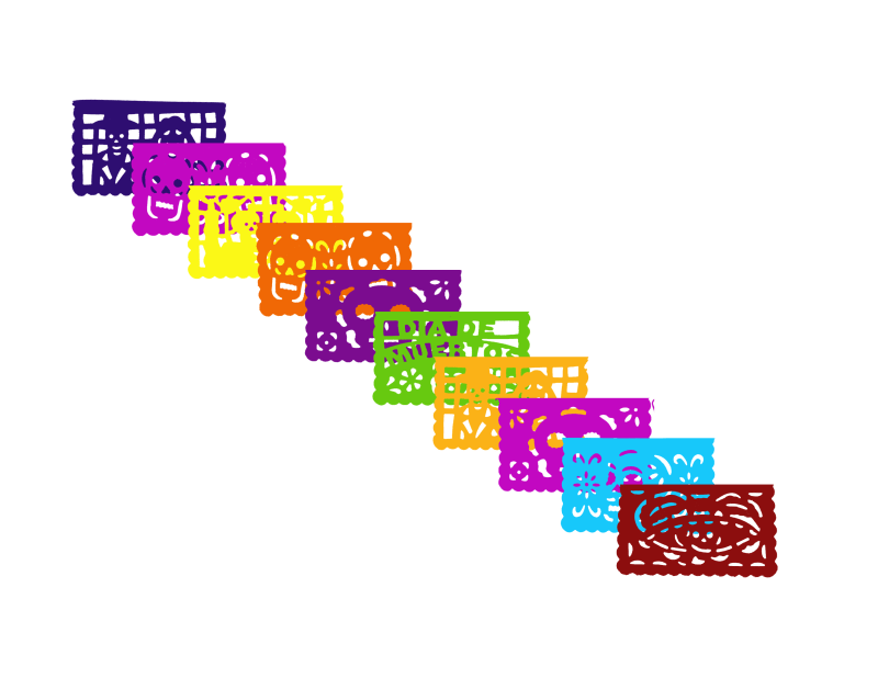 Tira de Papel Picado Dia de Muertos Papel China Enramada Lista Para envio