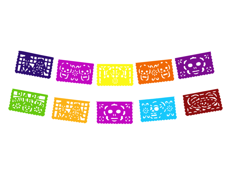 Tira de Papel Picado Dia de Muertos Papel China Enramada Lista Para envio