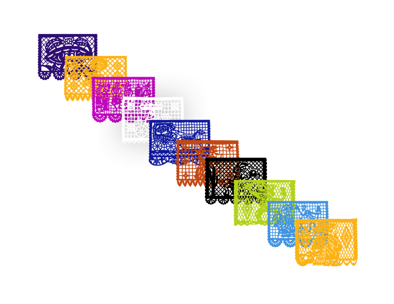 Enramada Tira de Medio Pliego en Papel Picado Listo para Envio