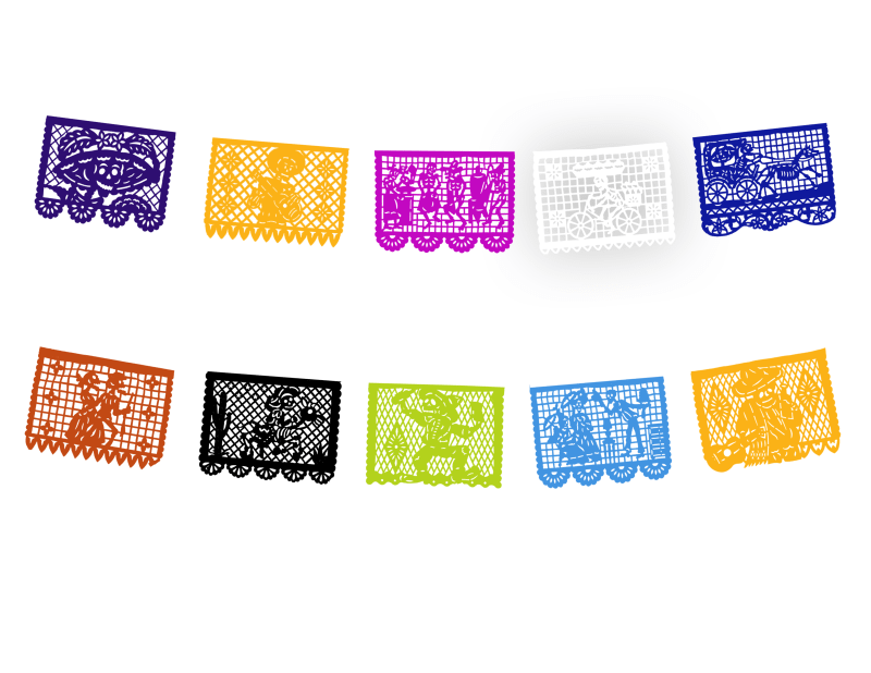 Enramada Tira de Medio Pliego en Papel Picado Listo para Envio 