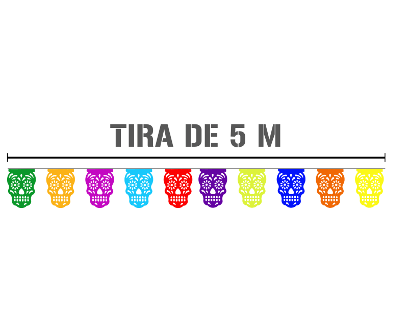 Papel Picado Craneo Mini Dia de Muertos
