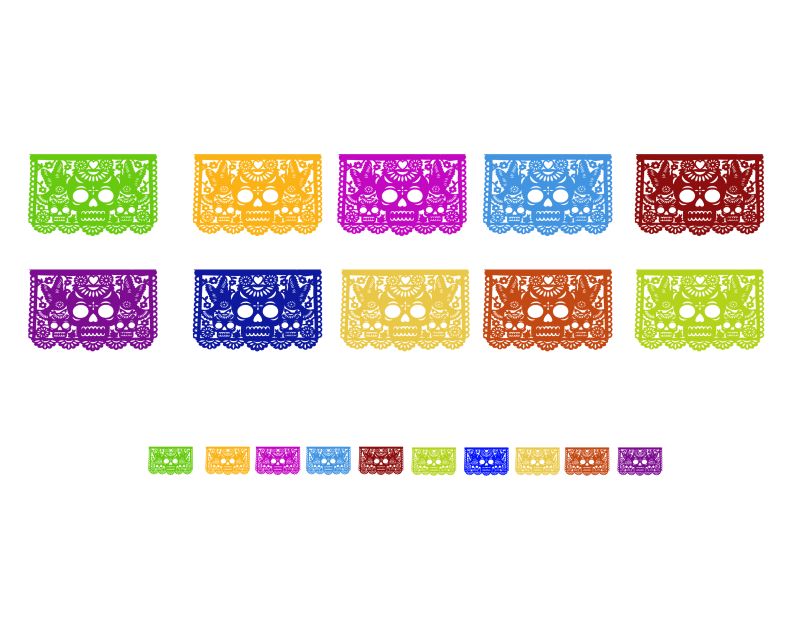 Tira 1/4 Papel Picado Día de Muertos Láser | Decoramec