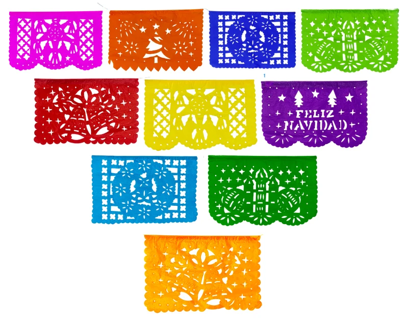 Papel Picado de Navidad 1/4 de Pliego | Decoración Navideña