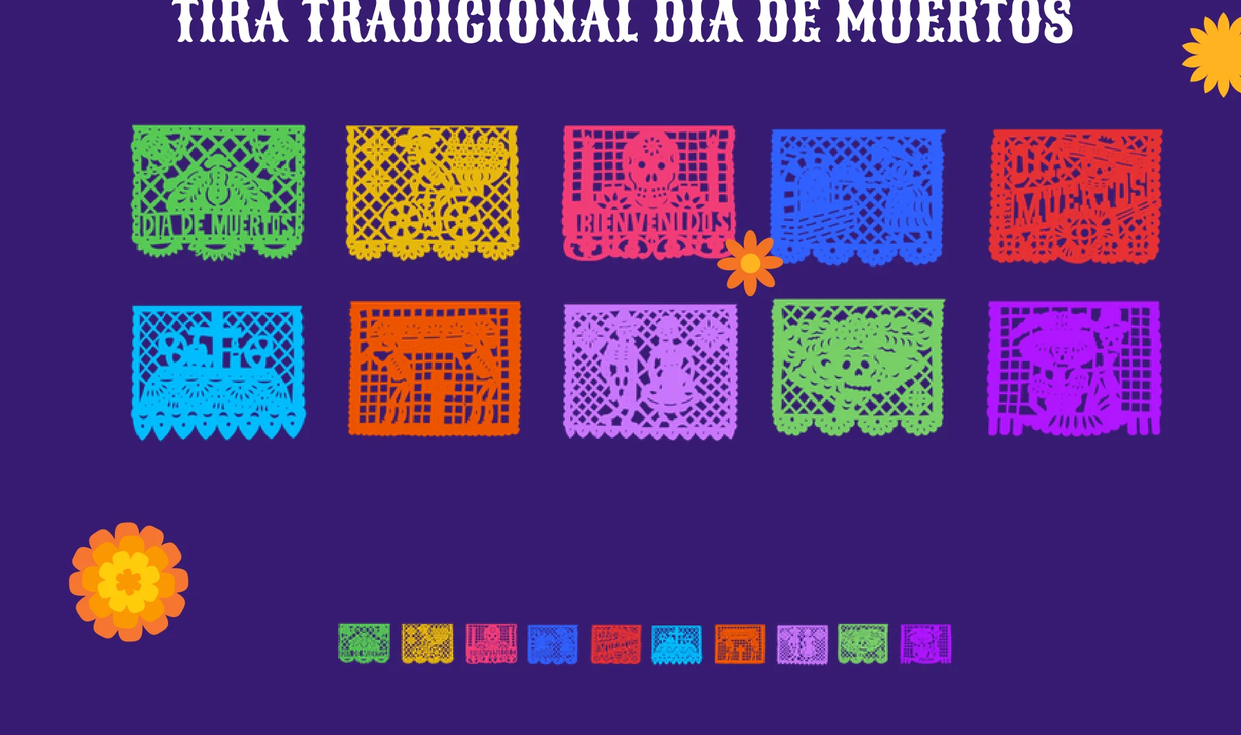 Tira Tradicional Dia De Muertos - Día de Muertos (Plastico) | Papel Picado DecorameC Huixcolotla Puebla Tira Tradicional Dia De Muertos - Día de Muertos (Plastico) - Diseño - Papel Picado Artesanal DecorameC