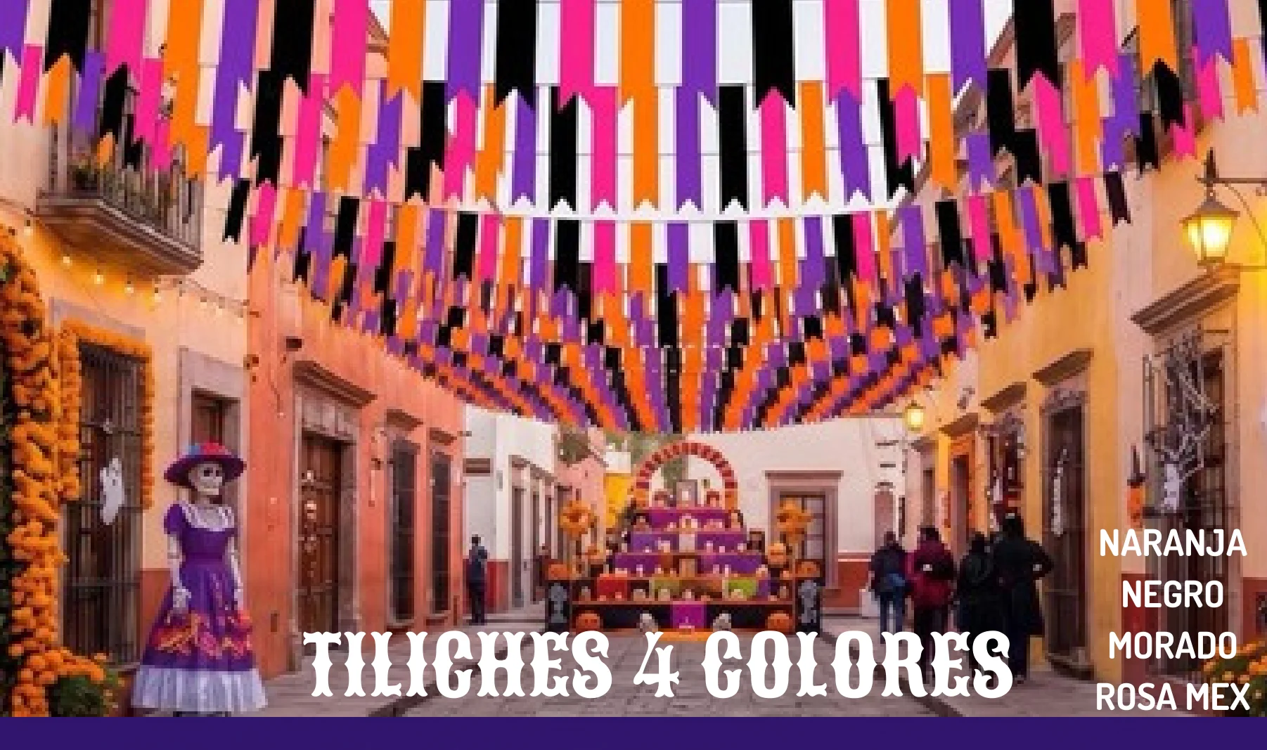 Tiliches 4 Colores - Día de Muertos (Plastico) | Papel Picado DecorameC Huixcolotla Puebla Tiliches 4 Colores - Día de Muertos (Plastico) - Diseño - Papel Picado Artesanal DecorameC