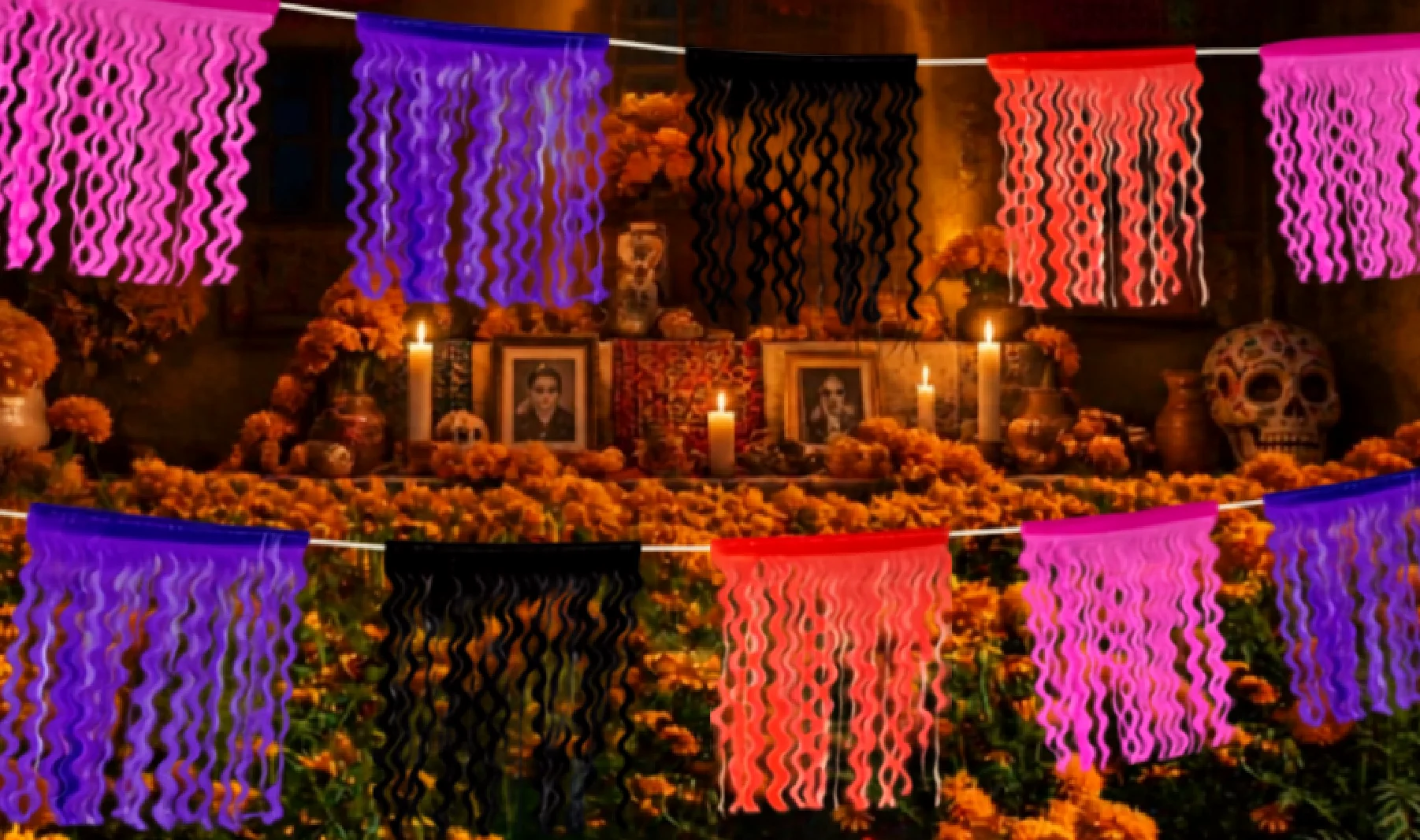 Tira En Plastico - Día de Muertos (Plastico) | Papel Picado DecorameC Huixcolotla Puebla Tira En Plastico - Día de Muertos (Plastico) - Diseño - Papel Picado Artesanal DecorameC