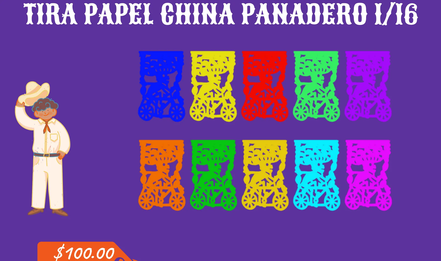 Tira Papel China Panadero 1/16 - Día de Muertos (Papel China) | Papel Picado DecorameC Huixcolotla Puebla Tira Papel China Panadero 1/16 - Día de Muertos (Papel China) - Diseño - Papel Picado Artesanal DecorameC