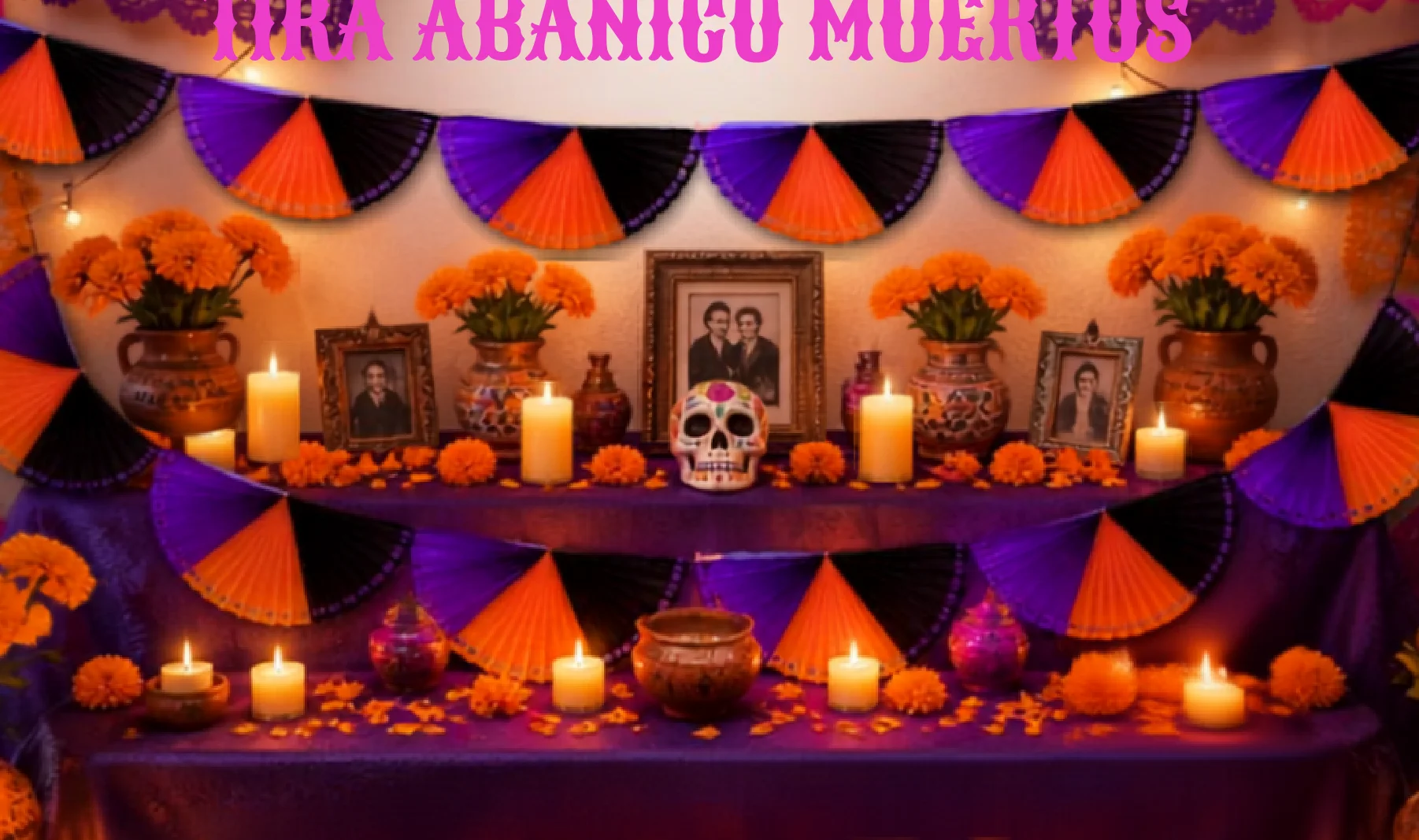 Tira Abanico Muertos - Día de Muertos (Papel China) | Papel Picado DecorameC Huixcolotla Puebla Tira Abanico Muertos - Día de Muertos (Papel China) - Diseño - Papel Picado Artesanal DecorameC
