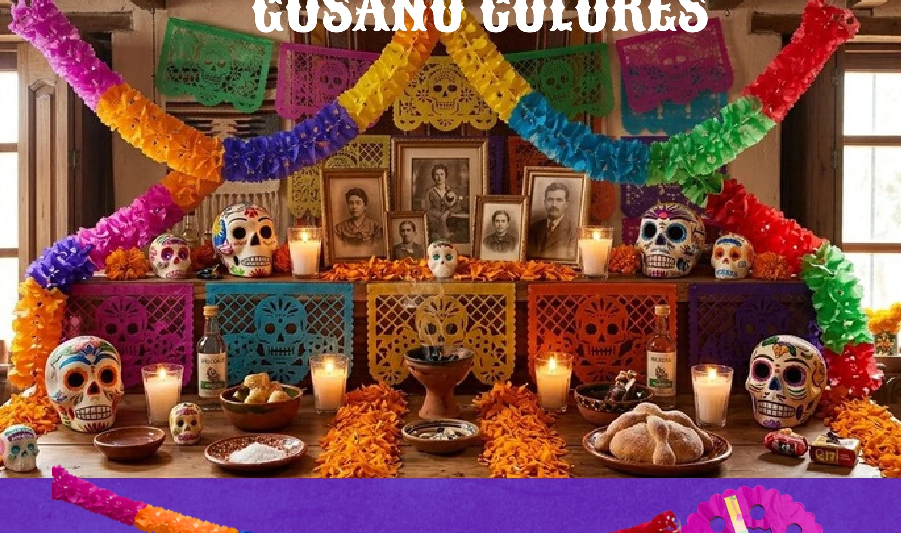 Gusano Colores - Día de Muertos (Papel China) | Papel Picado DecorameC Huixcolotla Puebla Gusano Colores - Día de Muertos (Papel China) - Diseño - Papel Picado Artesanal DecorameC
