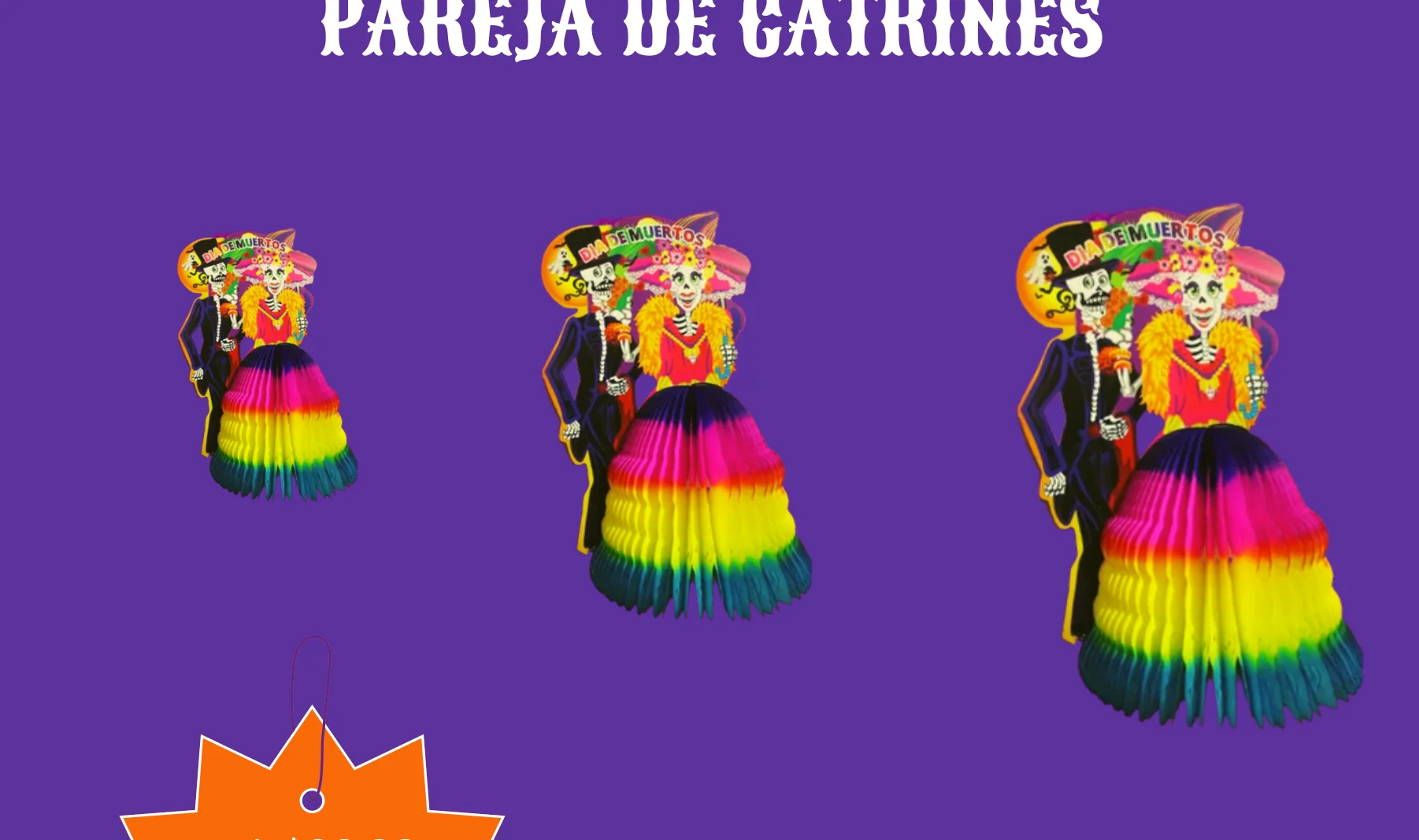 Pareja De Catrines - Día de Muertos (Papel China) | Papel Picado DecorameC Huixcolotla Puebla Pareja De Catrines - Día de Muertos (Papel China) - Diseño - Papel Picado Artesanal DecorameC