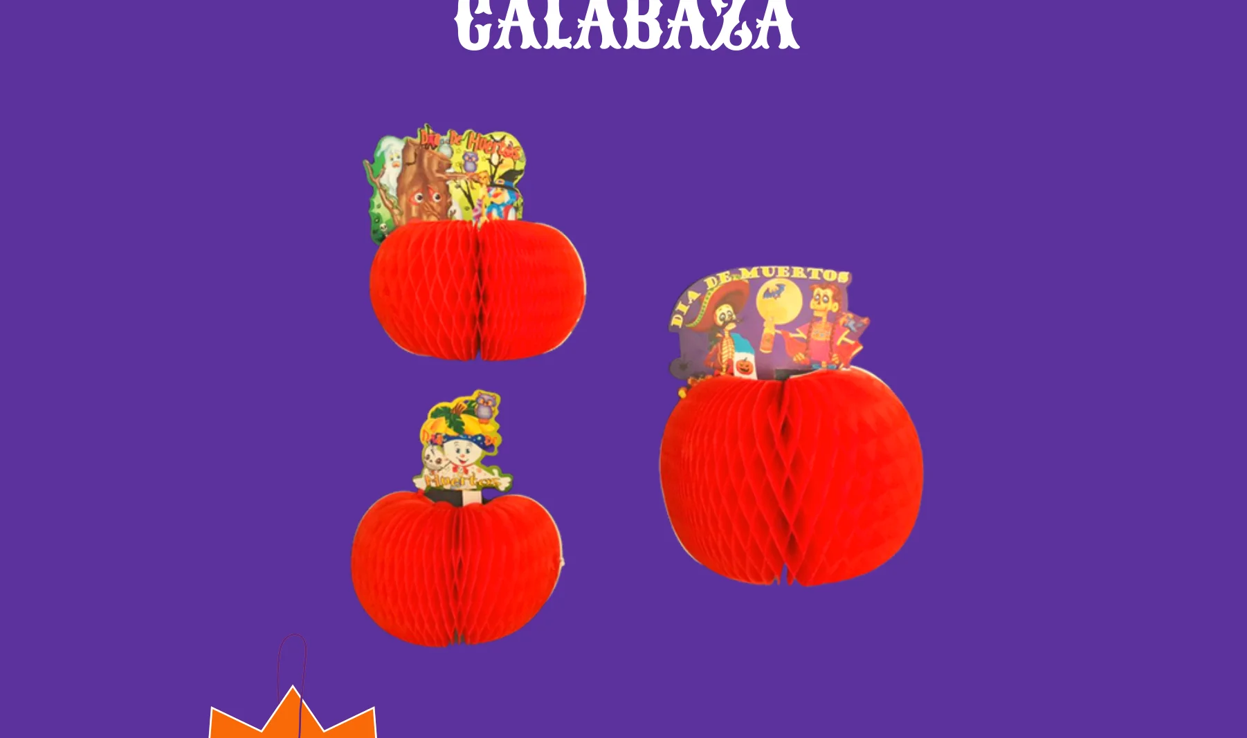 Calabaza - Día de Muertos (Papel China) - Diseño - Papel Picado Artesanal DecorameC