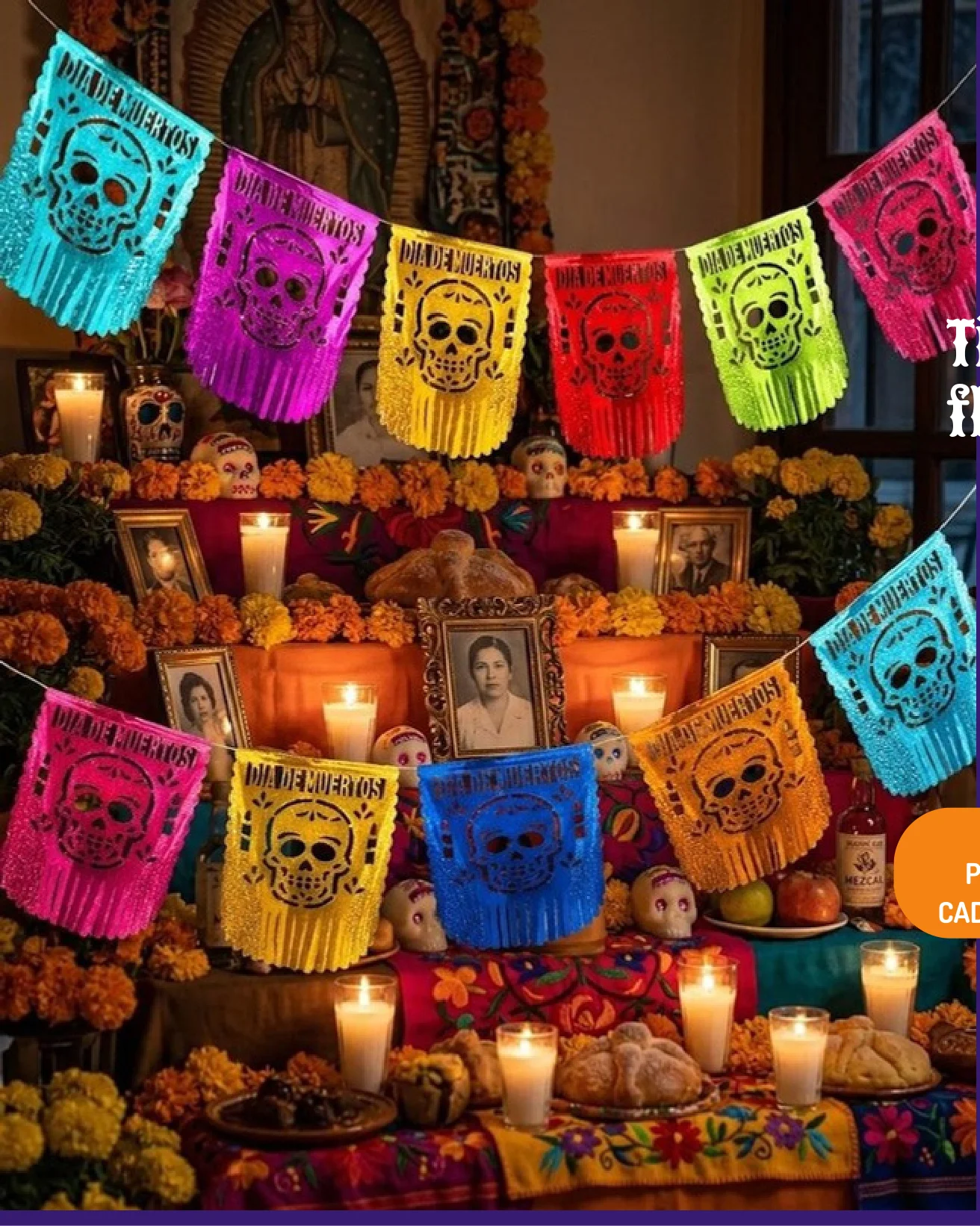 Tira Craneo - Día de Muertos (Papel Metalico) - Diseño - Papel Picado Artesanal DecorameC