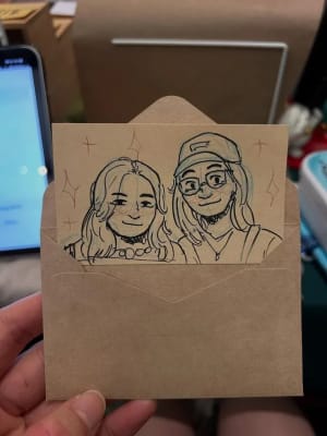 Hand Drawn Card inside an Envelope
