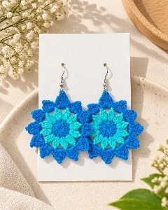 Crochet Earrings - Blue