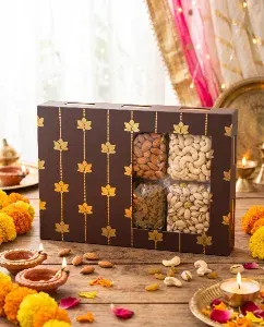 Diwali - Dry Fruit Gifting Box (Brown Lotus Slider)