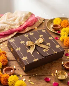 Diwali - Dry Fruit Gifting Box (Brown Lotus Ribbon)