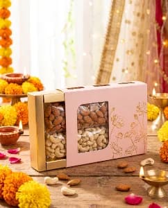 Diwali - Dry Fruit Gifting Box (Gold Lotus Slider)