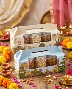 Diwali - Dry Fruit Gifting Box (Pichwai Mini - Green & Blue)
