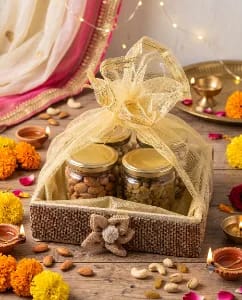 Diwali - Dry Fruit Gifting Box (Rustic Jute)