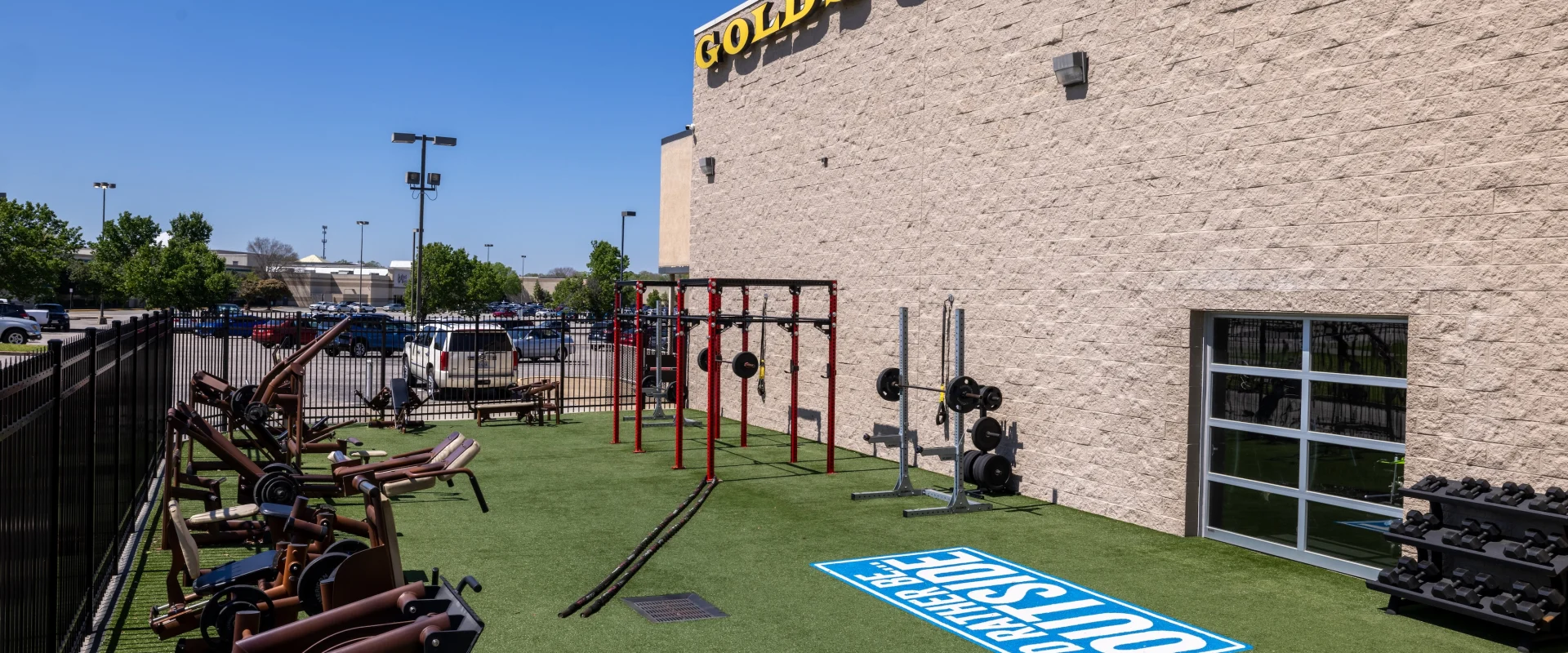 Outside workout turf area