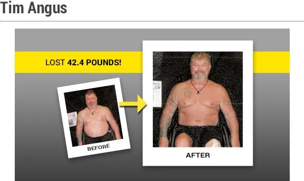 The image shows a before and after comparison of a person's weight loss journey, with the "before" image on the left and the "after" image on the right. The background is a simple gray color, allowing the focus to be on the person's physical transformation.