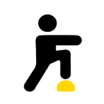 Icon of a stylized black figure in a lunge position with one foot on a yellow half-dome, representing functional training or balance-focused exercises.
