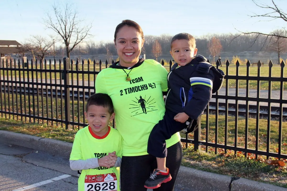 Ellie Carter, who now looks for ways to include her children in her workouts, ran a .3-mile race with her 5-year-old son.