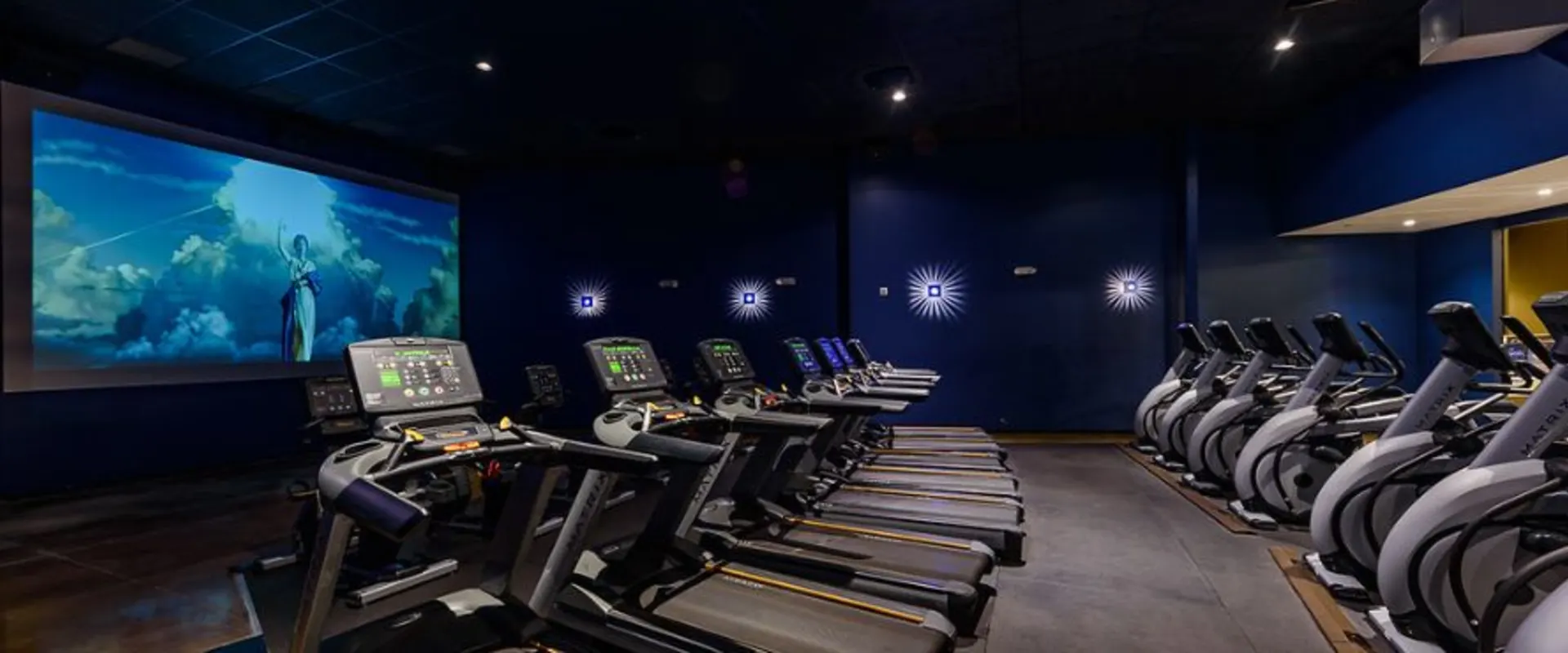 Gold's Gym in Fullerton, CA with a private cardio cinema