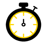 An icon of a stop watch with a yellow dial and black hands