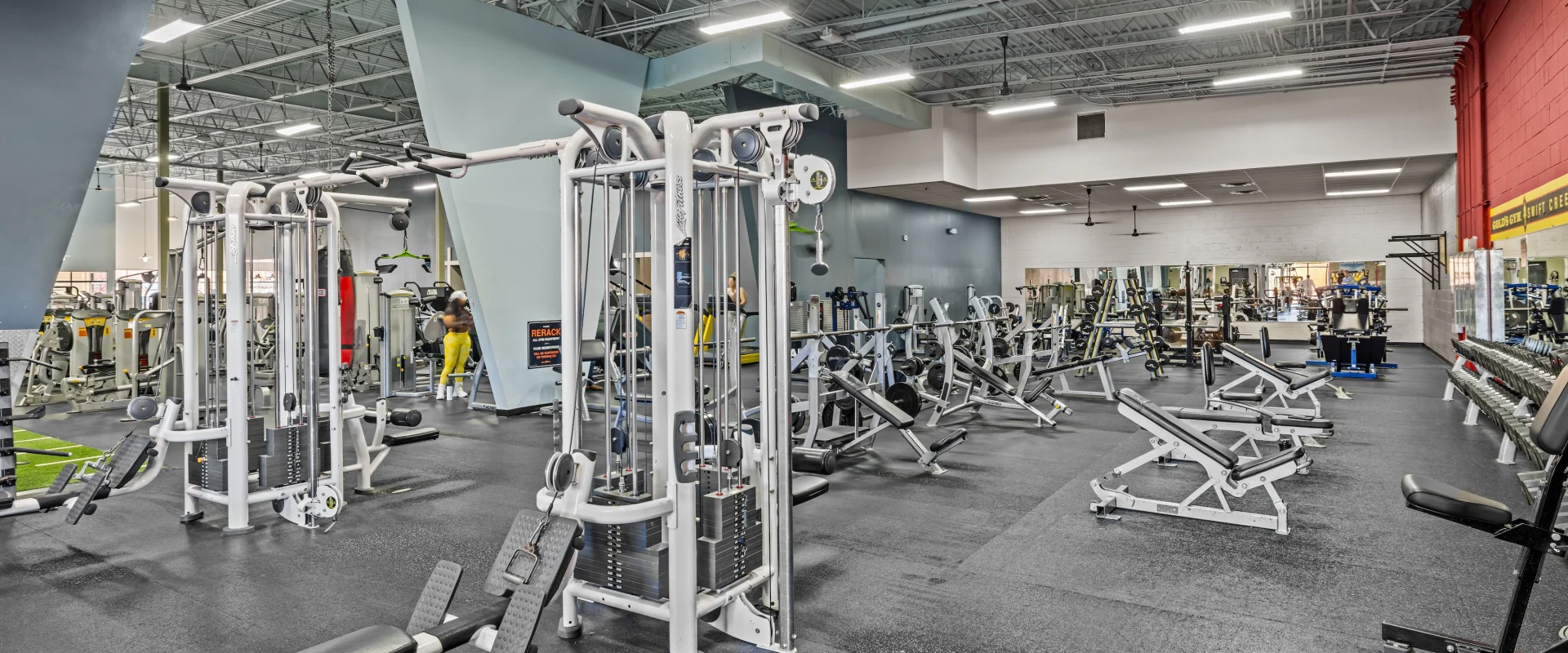 Located in the back free weights area