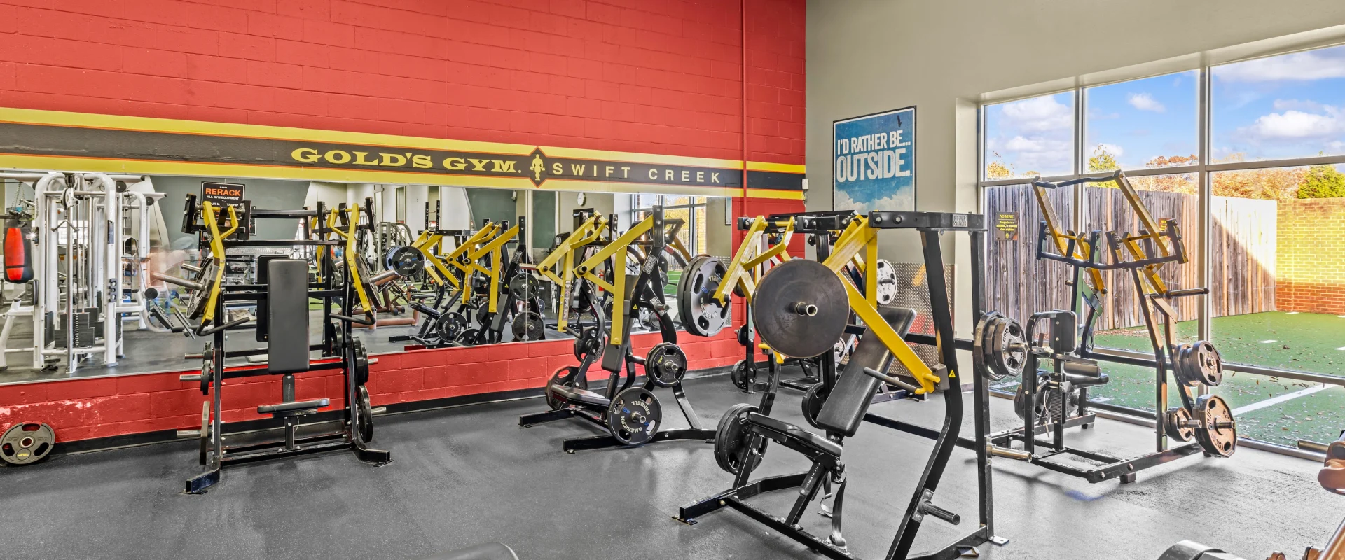 Back corner of the free weights area