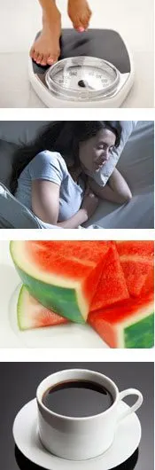 The first image shows a close-up view of a mechanical watch or clock mechanism. The second image depicts a person lying on a bed, appearing to be sleeping or resting. The third image displays sliced watermelon on a surface.