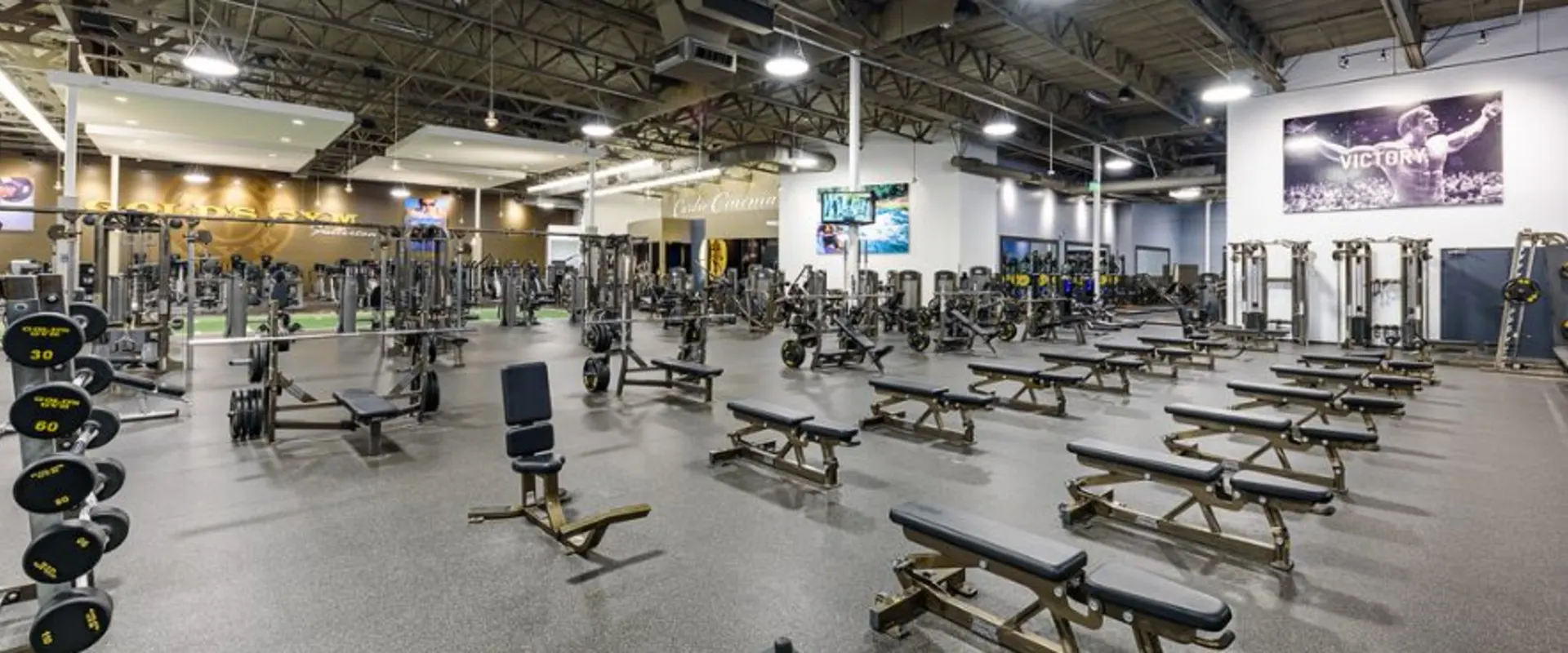 Gold's Gym in Fullerton, CA with free weight area