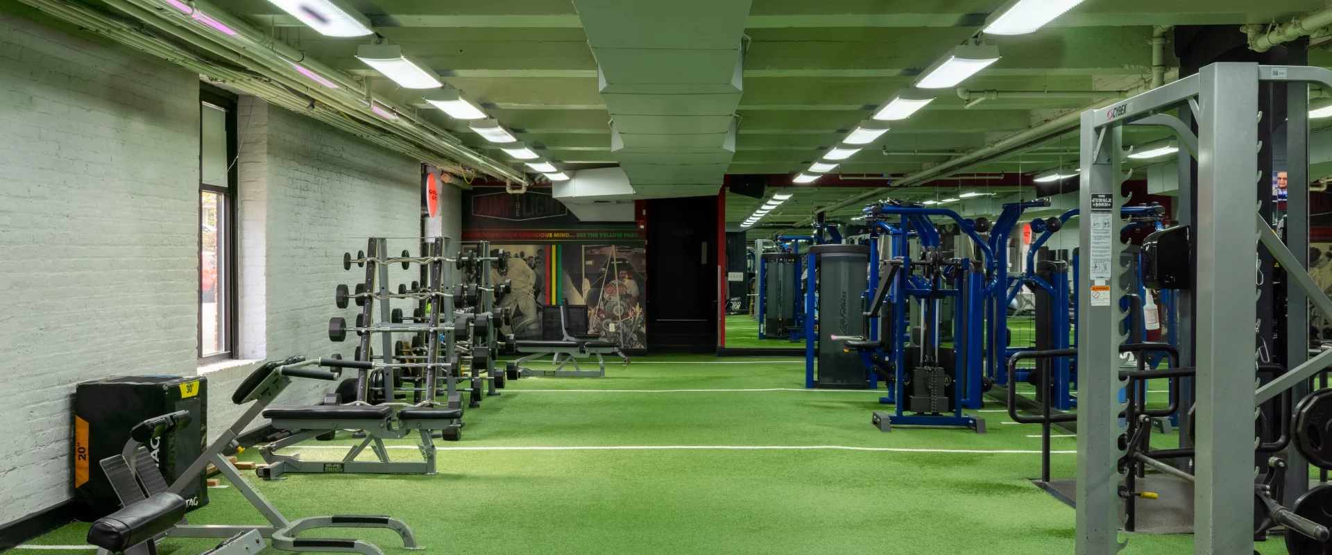 Turf area with equipment scattered
