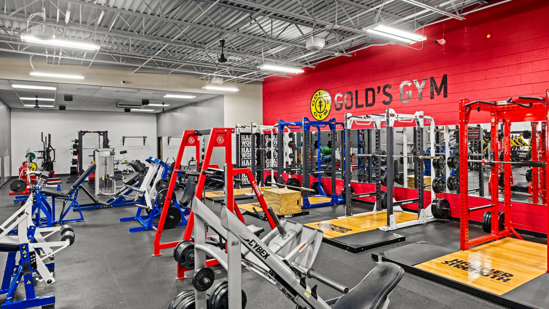 Leg press and strength equipment at Gold’s Gym.