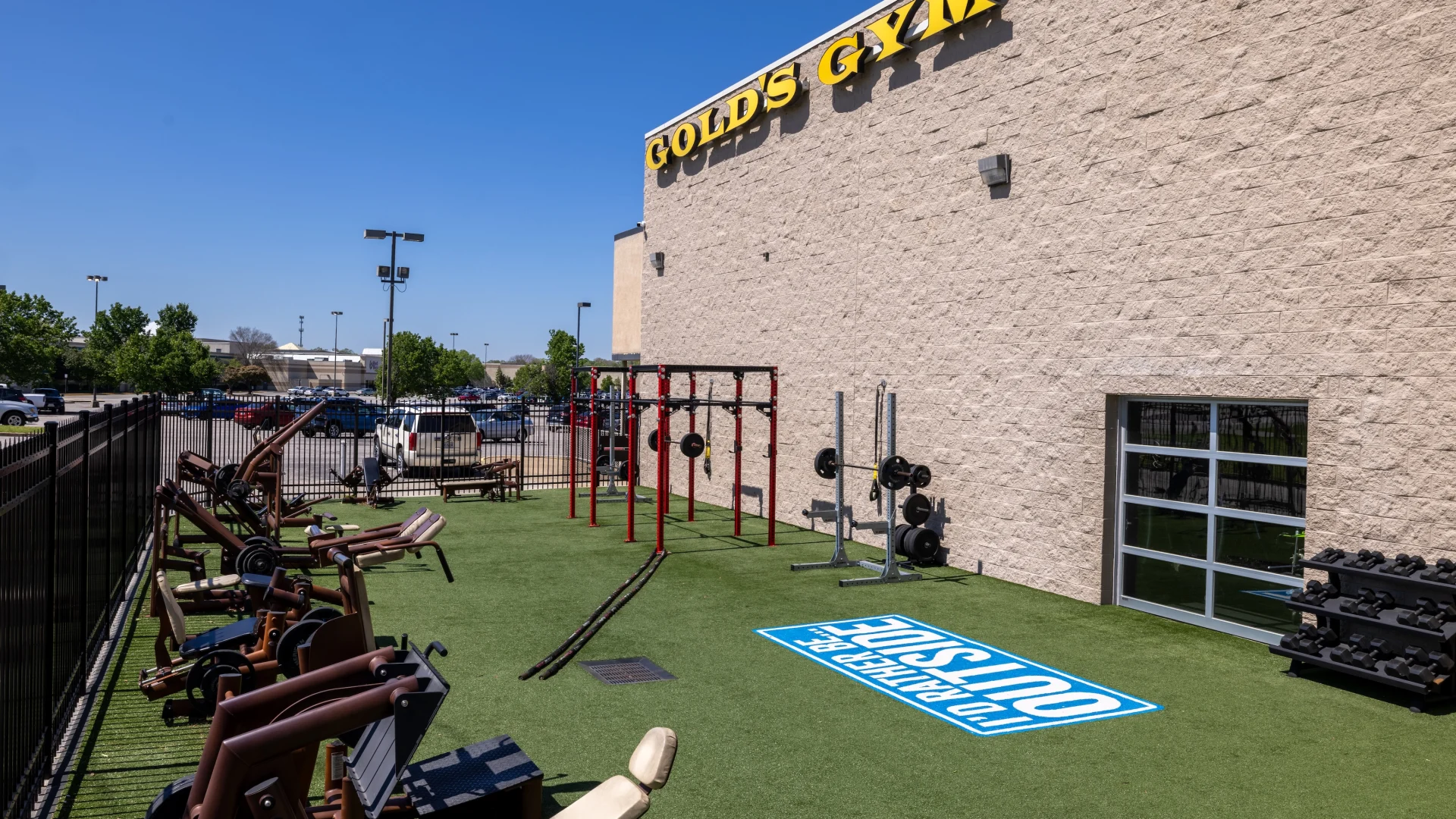 Outside workout turf area