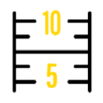 Icon of a sectioned turf field marked with black lines and yellow numbers '10' and '5,' symbolizing a turf training area or functional fitness space.