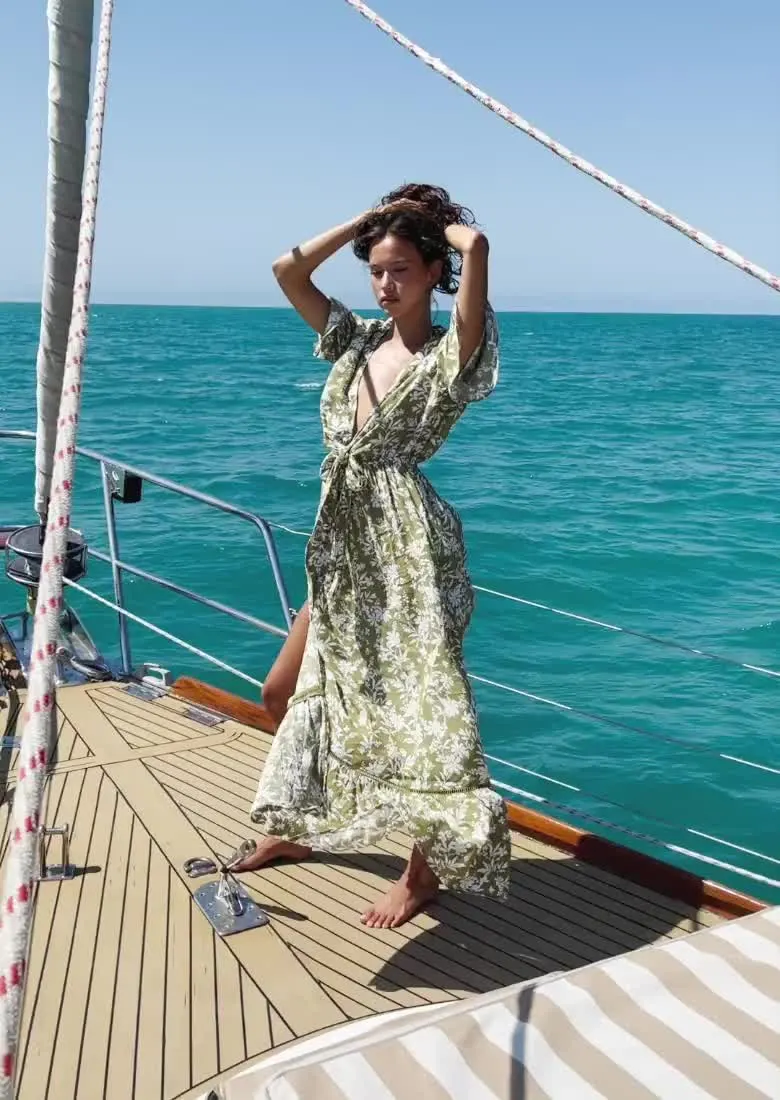 ghanda green floral dress Meadow Maxi DRESSES3026APR