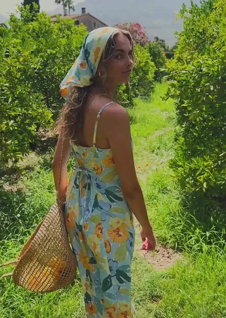 ghanda green floral dress Sicily Midi Como DRESSES3026APR