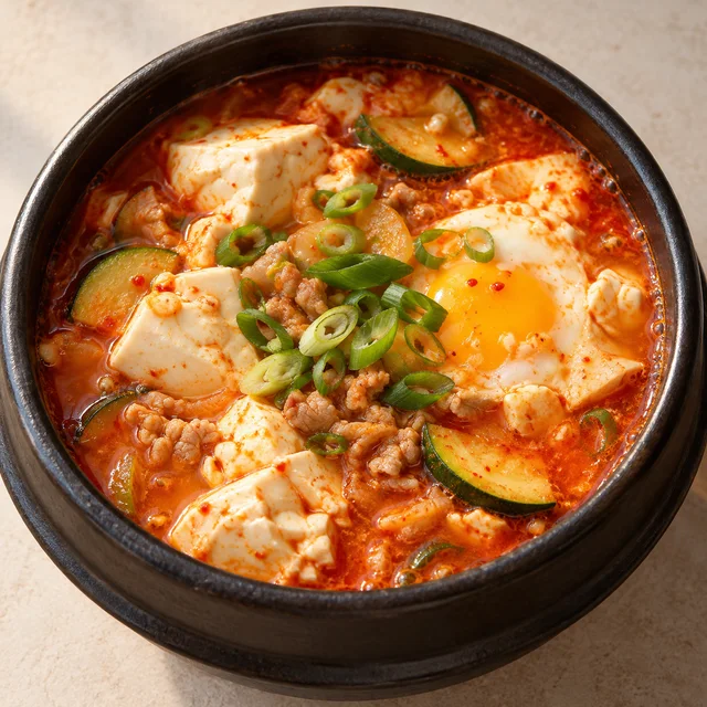 순두부찌개 완성 예시