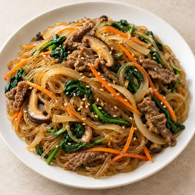 Japchae Glass Noodles serving suggestion