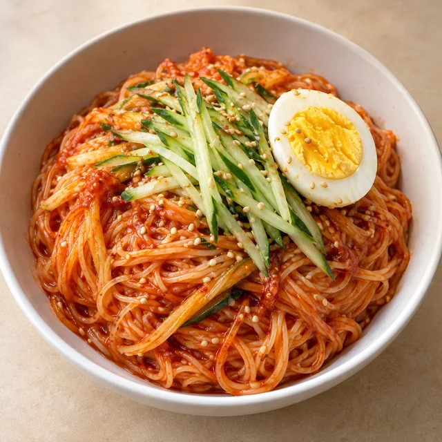 비빔국수 완성 예시