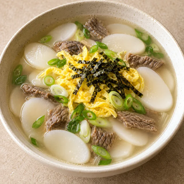 소고기 떡국 완성 예시